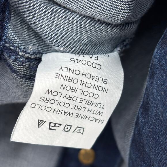 Draper James Jean Jacket Womens Size L Dark Wash Button Up Stretch Denim Ruffle - Picture 12 of 12